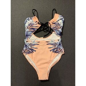 New Victoria's Secret Pink‎ Swimsuit Onepiece Island Tropic Palm Sexy Womens M